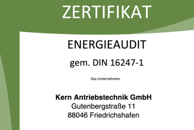 Kern Motion Technology’s energy audit certificate